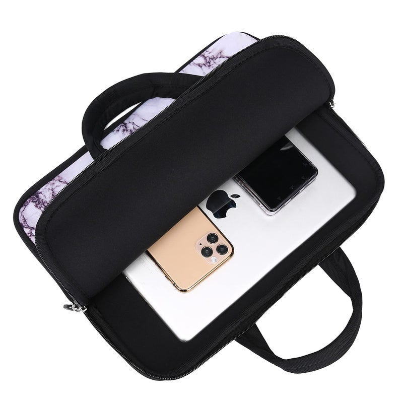 HAPLIVES 14 15 15.4 15.6 inch Laptop Handle Bag Computer Protect Case Pouch Holder Notebook Sleeve Neoprene Cover Soft Carrying Travel Case for Dell Lenovo Toshiba HP Chromebook ASUS Acer (White Marble) - Image 5